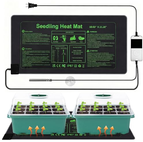 KBIBCK Värmematta för växter med termostat, för plantor, termisk matta med tidsfunktion, idealisk för plantor, husdjur och reptiler (55 x 27 cm)