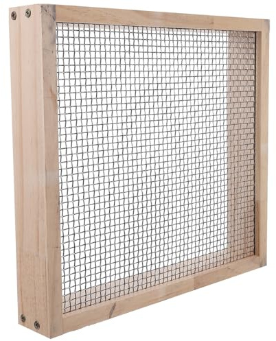 Sewroro Cedazo de Tierra para Jardinería de Madera Natural con Malla Metálica 5x5 Mm, Bandeja de 30 Cm para Tamizar Compost, Arena y Suelo Fino, Adecuado para Macetas, Bonsáis y