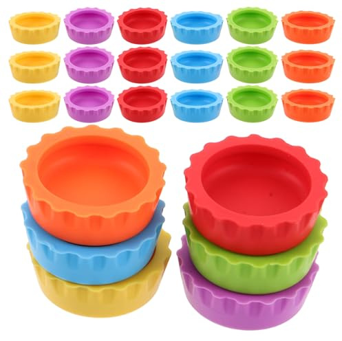 Toddmomy 24 Piezas Plato de Alimentación para Reptiles de Silicona Superficie Lisa y Alta Visibilidad, Adecuado para Lagartos y Cangrejos Ermitaños en Terrarios