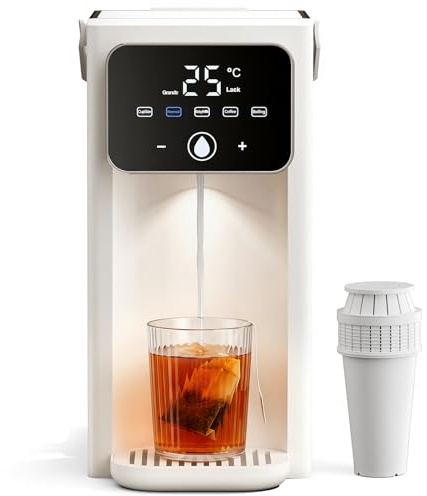 KOMORE 3L Instant Hot Water Dispenser, One Cup Kettle with Filter, White