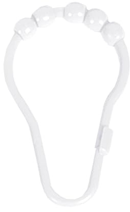 Kenney KN67140 Rust-Proof Gliding Plastic Beaded Shower Curtain Rings for Shower Curtain and Standard Shower Curtain Rod, Bathroom Use, Easy to Install, Set of 12, White