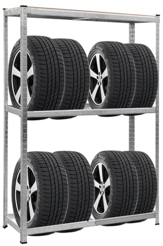 COSTWAY Reifenregal Reifenständer Werkstattregal Schwerlastregal Aufbewahrung Metall, Lagerregal 3 Ebenen belastbar bis 795 kg, Steckregal höhenverstellbar, Felgenregal verzinkt, 180x120x40cm