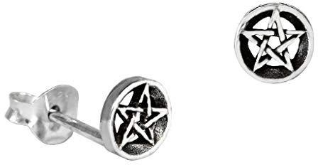 WINDALF Keltenschmuck Ohrstecker RICA 5 mm Kleine Pentagramme Druiden Schutz Ohrringe 925 Sterlingsilber