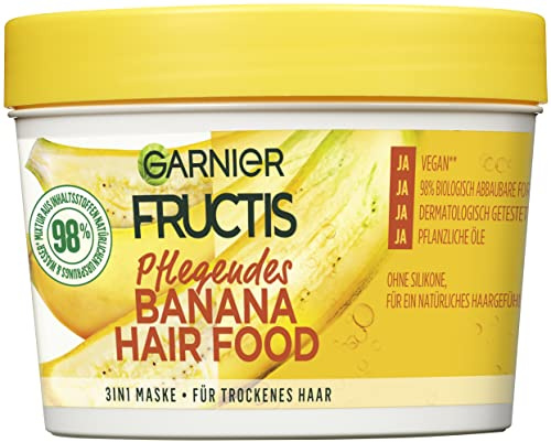 Garnier Hair Mask, Nourishing Banana Hair Food, Hairfood Moisturising 3-in-1 Mask, for Dry Hair, Nourishes and Gives Hair More Smoothness, Fructis, 390 ml