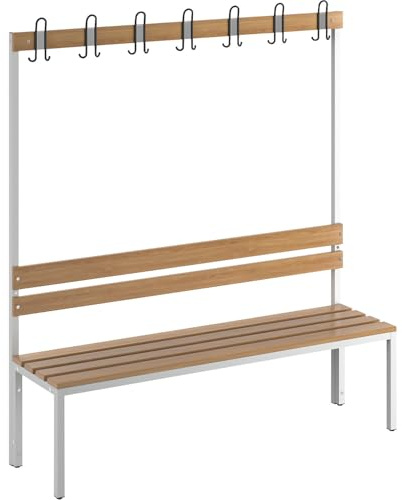 EUROKRAFT | Banc de vestiaire avec Dossier | unilatéral | Lattes en Bois de hêtre | Longueur 1500 mm