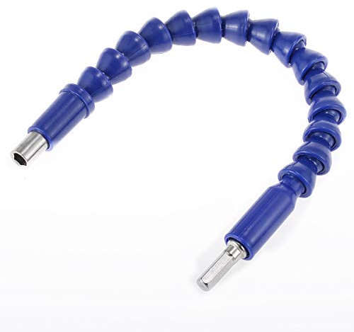 KATUR Extensión flexible de brocas, destornillador, ejes suaves, conexión universal de taladro, adaptador de taladro eléctrico de 1/4 + broca de extensión de 1/4 (azul)
