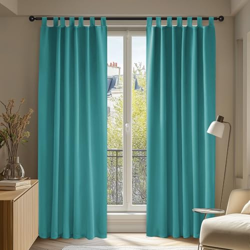Deconovo Set of 2 Thermal Insulated Curtains for Boys and Girls 140 x 290 cm Turquoise