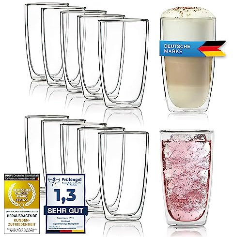 Dimono® Dubbelväggiga Borosilikatglas 12-pack – Latte Macchiato & Longdrink