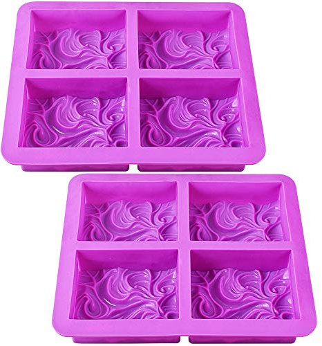 Silikon-Seifenformen, 2 Packungen mit 4 Mulden, handgefertigte Seifenform mit lebendigem Wellenmuster für Milchseife (100 ml Mulden)