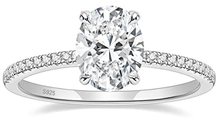 EAMTI 3CT 925 sterling silver förlovningsringar ovalt skuren kubisk zirkonia CZ bröllopslöftesringar för henne fantastiska bröllopsband för kvinnor storlek 3-11, Metall, Kubisk zirkonia
