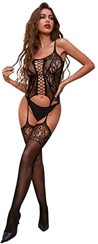 UMIPUBO Damunderkläder, sexiga, underkläder, spets, babydoll, en del, genomskinlig, pyjamas, nattlinne, mesh, backless, nattkläder för damer, one size