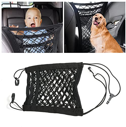YONGMING Car Barrier Divider for Dogs Pets Kids Children Truck Car Seat Organizer Car Gate Net Pocket Seat Storage,Car Stowing & Tidying (Three Layer)
