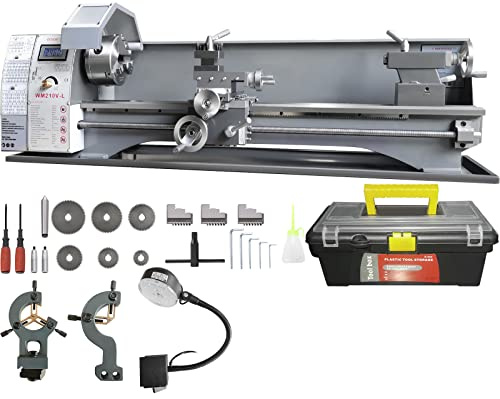 VEVOR Torno de Metal 8,3x29,5 Torno de Metal de Sobremesa 50-2500 RPM Velocidad Variable Continua 750 W sin Escobillas Engranajes de Metal con Caja de Herramientas para Procesamiento de Precisión