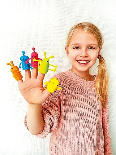 TollesfürKinder Lustige Finger Monster Freunde, 27 Stück Fingerpuppen im Set, Bunte Farben, Gummi Monster, Geburtstag, Mitgebsel, Monster Party