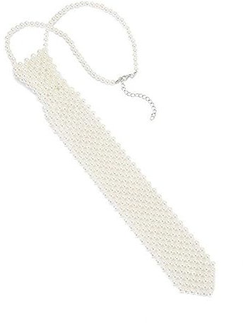 Dinntty Damen-Krawatte ausgehöhlt gewebte Perlen-Krawatte elegante Krawatte verstellbar kausale Krawatte Kostüm-Zubehör