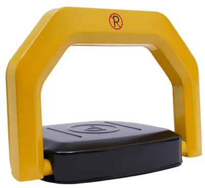Parkplatzsperre mit Fernbedienung, IP67 Parkplatzsperre Klappbar Parksperre Parkplatz, Antikollision 180° Ferngesteuerter, Auto-Parksperre Alarmfunktione (Quadratisch mit reflektierendem Streifen)