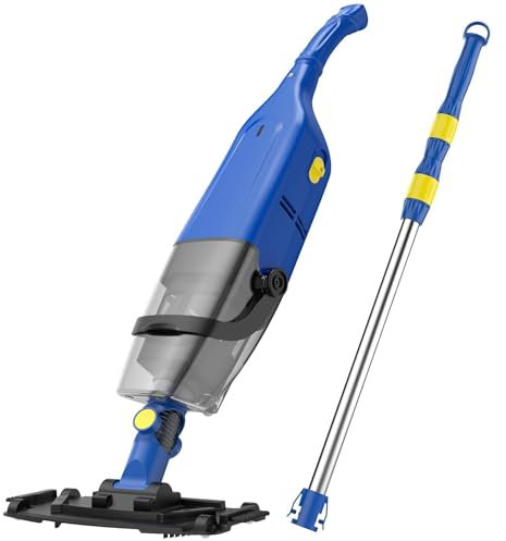 Gafilie Aspiratore per Piscine con Manico Telescopico, Forte Potenza di Aspirazione, Tempo di Esecuzione 60 Minuti, Adatto per Vasche Idromassaggio, Spa, Piscine Fuori Terra, Piscine Interrate, Blu