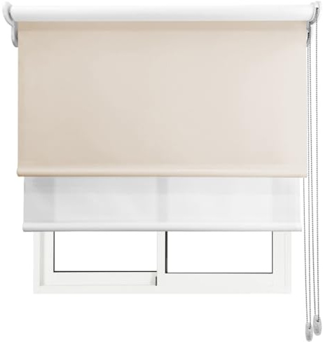 Estor Doble Dos en UNO! / Traslucido Luminoso + Opaco Regulador de luz y Temperatura. Propiedades acústicas. LO AJUSTAMOS A SU Medida Ancho x Alto. Color: Arena Blanco. Medidas: 140cm x 160cm
