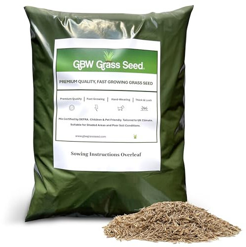GBW Grass Seed 1.5kg - Covers up to 90 m2 (968 ft2) New Lawns - Premium Quality Seed - Fast Growing & Rapid Germination - Hard Wearing Lawn Seed - Tailored to UK Climate - 100% Refund (1.5kg)