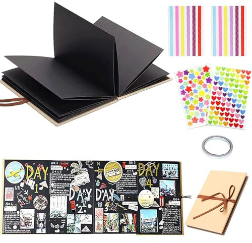 Catelves Fotoalbum zum Selbstgestalten Klein, Fotobuch zum Einkleben, DIY Fotoalbum Scrapbook Bastelpapier als Abschluss, Geburtstags, Valentinstag, Gästebuch Hochzeit Geschenk(34 Seiten, 18x11,5cm)