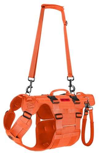 OneTigris Harnais pour chien, Invictus Aide de transport pour chien de taille moyenne à grande, aide à la marche réglable pour chiens avec 3 poignées pour chiens handicapés, blessés ou âgés Orange M