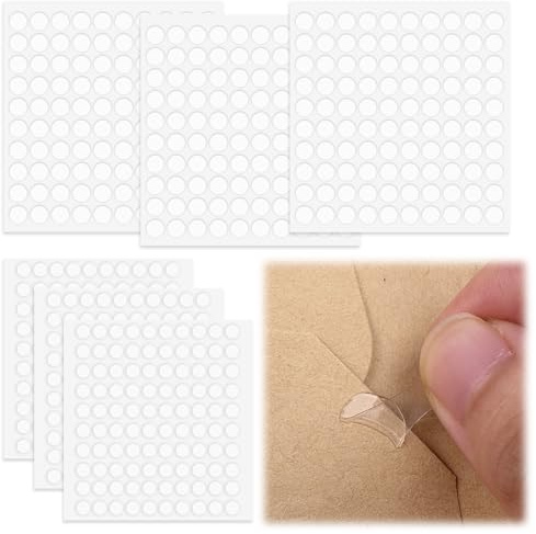 600 Pièces Pastilles Adhésives Double Face en Acrylique Transparent,Ruban Double Face Transparent Rond Points,Adhésif Amovible Ruban Sans Trace,pour Décorations de Fête,Maison,Bricolage(6mm et 10mm)