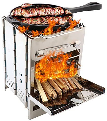 Tragbarer BBQ-Grill Holzkohlegrill Edelstahl Klappgrill Smoker Holzkohlegrill zum Grillen im Garten, auf Terrassen, beim Camping, bei Festivals, Picknicks oder Partys (Size : L(Large))
