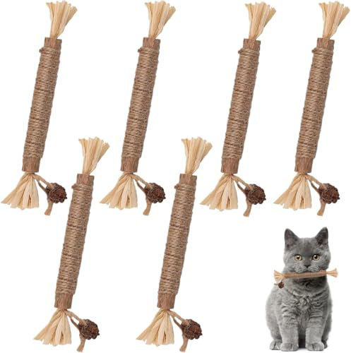 ZEPIQOR Katzenminze Sticks, 6 Pcs Katzenminze Sticks, Kausticks für Katzen, katzen zahnpflege, Dental Kau-Sticks helfen bei Zahnstein & Mundgeruch Gesund Hygiene Zahnpflege