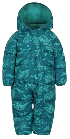 Mountain Warehouse Frosty Thick Padded Ski Suit - Half Fleece Lined,Toddler Hooded Snowsuit, Winter Printed Children Snowsuit Dark Teal (Printed) Baby Size 12-18 Months