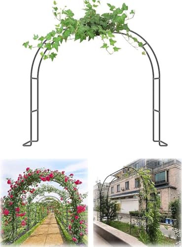 Arche de jardin en métal avec cadre en acier résistant aux intempéries pour plantes grimpantes, treillage autoportant, pergola, vert, 2,4 m de large x 2,2 m de haut