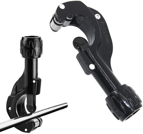 Cortador de tubos, cortador de tubos de cobre, cortador de tubos de 3 a 35 mm, con desbarbador y 3 piezas de repuesto para tubos de cobre y aluminio (negro)