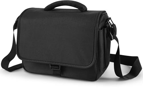 Haiane SLR Kameratasche, Wasserdicht Kamera Tasche mit Regenschutzhülle, Stoßfest Camera Bag mit Gepolstert, Fototasche zum Umhängen für den täglichen Gebrauch(Schwarz)