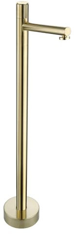 Grifo Mezclador para Bañera Moderno Grifo Mezclador de Pedestal Independiente de Latón con Agua Caliente Y Fría Grifo de Bañera de Pie En Oro Cepillado