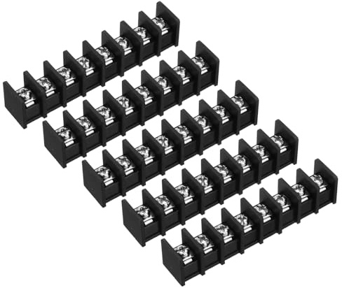 sourcing map 5 Pcs 8 Positions Terminal Block 300V 30A 11mm Pitch Single Rows 8 Circuits DIN Row Screw Terminals Strip