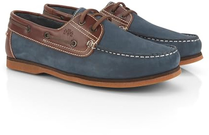 Catesby Portland Chaussures bateau et pont en cuir pour homme Chaussures d'été légères et décontractées, Marron marine., 46 EU