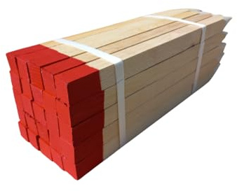 25 Paletti in Legno di Faggio 25x25 mm – Lunghezza 120 cm – Punta Verniciata Rossa – Paletti di Riferimento per Rilievi Geodetici e Segnalazione – Pali da Giardino e Recinzione Robusti