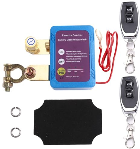 Fangxuee Interruptor de Desconexión de Batería con Control Remoto de 12 V/24 V y 240 A, Apagado Automático para Batería de Coche o