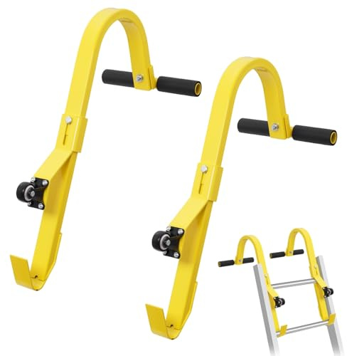 2 Toits Crochets pour Échelle Kit, Capacité de Charge 300kg, Crochet en Acier avec Roue, Stabilisateur d'Échelle, Adaptateur Universel pour Échelle en Alliage d'Aluminium, Extension de Toit