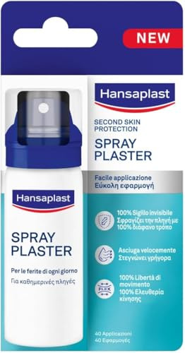 Hansaplast Second Skin Protection Cerotto Spray, Cerotti per una protezione invisibile, Forte adesione, Asciugatura rapida, Flessibile, Per kit primo soccorso, 1 confezione da 40 ml