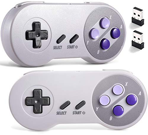 suily 2.4 G Wireless Controller für Classic SNES NES, wiederaufladbare USB Gamepad für PC, Raspberry PI (Betriebssystem, Windows, Linux, Android), 2 Pack