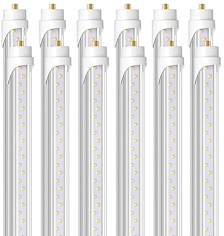 Barrina 8 Foot LED Bulbs, 44W 5500lm 6500K, Super Bright, T8 T10 T12 LED Tube Lights, FA8 Single Pin LED Lights, Clear Cover, 8 Foot LED Bulbs to Replace Fluorescent Light Bulbs (Pack of 12)
