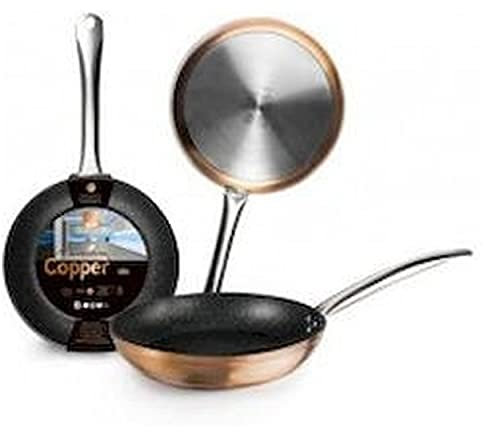 IBILI, Padella Natura in rame, 18 cm, alluminio, antiaderente stile pietra, adatta per l’induzione.