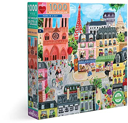 eeBoo Paris In A Day Rectangular Adult Rediscover Paris Through 1000 Pieces Puzzle Size 61 x 46 cm, Pieces, PZTPD2