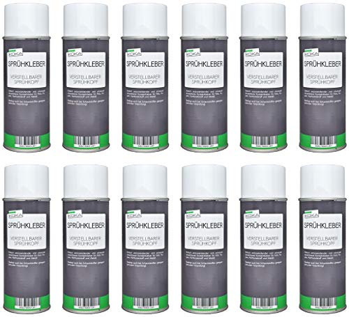 12 adhesivos en spray con cabezal de pulverización ajustable