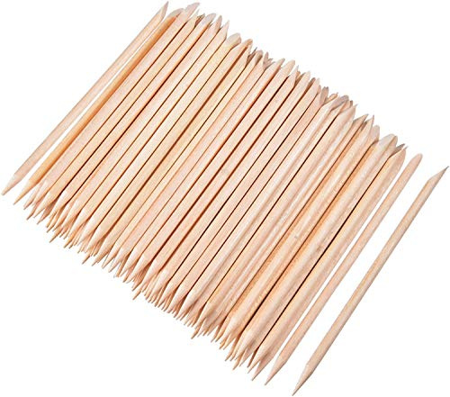 100 Pieces Orange Wood Sticks Nail Cuticle Stick for Pusher Remover Manicure Art Pedicure, 4.3 Inches