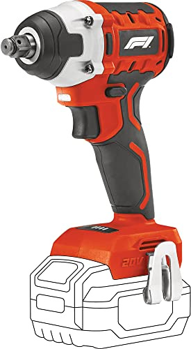 Formula 1 Akku Schlagschrauber 20V mit 300Nm Drehmoment, 12,7 mm (1/2 Zoll) Vierkantschlüssel, 2.800 U/min, im Aufbewahrungskoffer, Rot