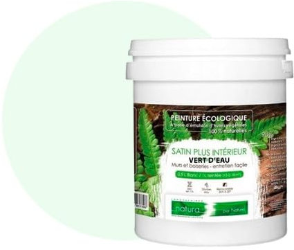 BOX DECO COULEURS Peinture murale naturelle écologique aspect satin intérieur Natura - 1 L, Vert D'eau