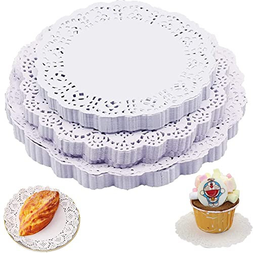 300 Pezzi Bianco Pizzo Centrini Rotondi Torta Di Imballaggio Pads, Tappetino Di Carta In Pizzo Bianco Rotondo, Tre Diverse Dimensioni, per Torte Decorazione, per Tavola Di Cucina Matrimoni Compleanni