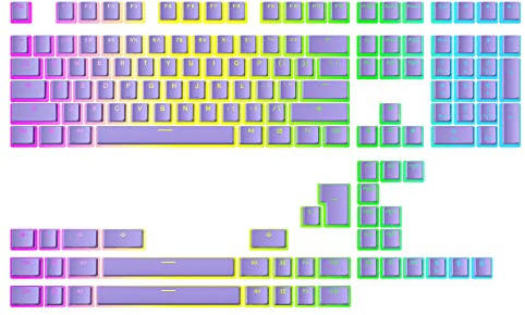 Ranked Pudding v2 PBT-Tastenkappen | 145 Double Shot Transluzent ANSI US- und ISO-Layout | OEM-Profil für mechanische RGB-Gaming-Tastatur ( Lavendel )