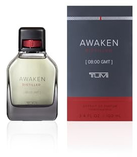 TUMI AWAKEN DISTILLED [08:00 GMT] - Extrait De Parfum Fragrance for Men - Stimulating Cologne with Woody Notes - 3.4 oz
